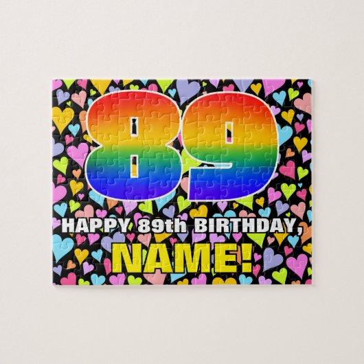 89e verjaardag — Leuk, liefdevolle hartvormen + “8 Legpuzzel (Horizontaal)