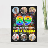 89e verjaardag: Leuke regenboog #, aangepaste naam Kaart (Voorkant)