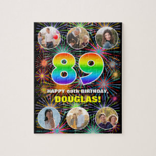 89e verjaardag: Leuke regenboog #, Aangepaste naam Legpuzzel