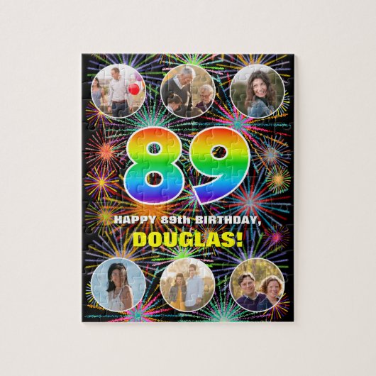 89e verjaardag: Leuke regenboog #, Aangepaste naam Legpuzzel (Verticaal)