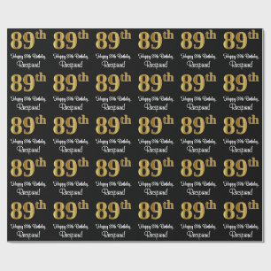 89e verjaardag: Luxurieuze Faux Gold-look # Cadeaupapier