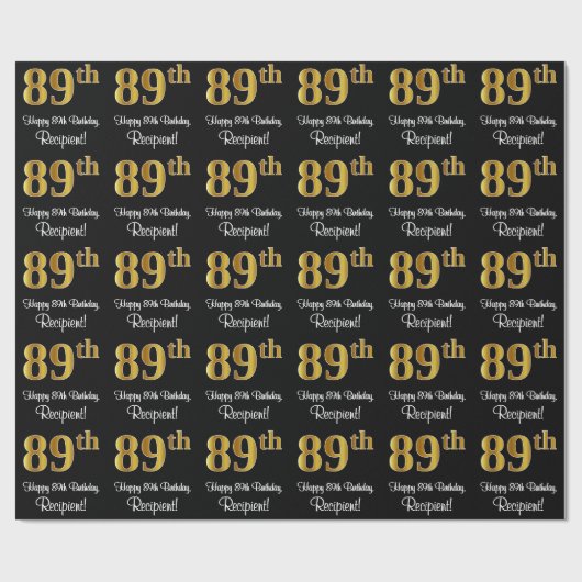 89e verjaardag: Luxurieuze Faux Gold-look # Cadeaupapier (Vlak)