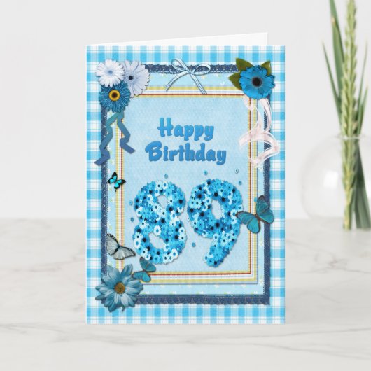89e verjaardag met een scrapbook-effect kaart (Voorkant)