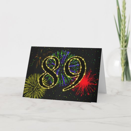 89e verjaardag met vuurwerk kaart (Voorkant)