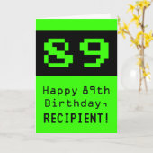 89e verjaardag: Nerdy / Geeky stijl "89" en naam Kaart (Gele Bloem)