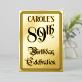 89e verjaardag Partij — Elegant Manuscript + de Na Folie Uitnodiging (Staand Voorkant)