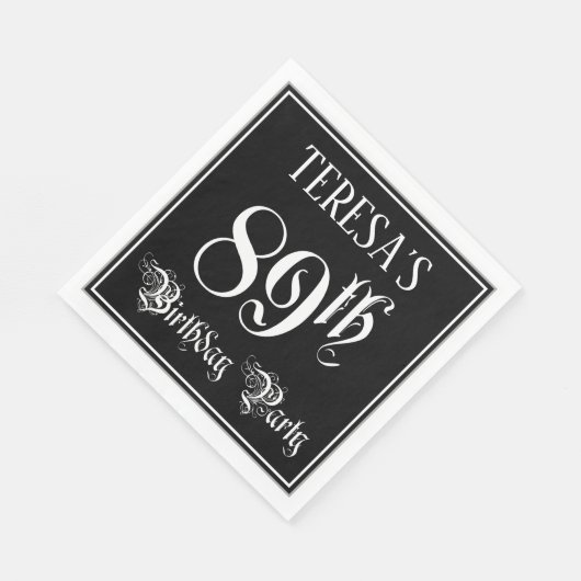 89e verjaardag Partij — Fancy Manuscript + de Naam Servet (Hoek)