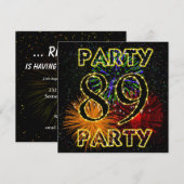 89e verjaardag partijuitnodiging met vuurwerk kaart (Voorkant / Achterkant)