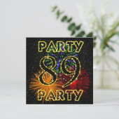 89e verjaardag partijuitnodiging met vuurwerk kaart (Staand voorkant)