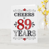 89e verjaardag Proost in rood wit zwart patroon Kaart (Gele Bloem)