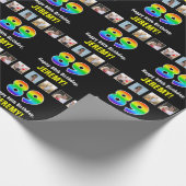 89e verjaardag: Regenboog "89"; Aangepaste foto's  Cadeaupapier (Hoek)