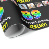 89e verjaardag: Regenboog "89"; Aangepaste foto's  Cadeaupapier (Rol Hoek)