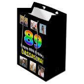 89e verjaardag: Regenboog "89", aangepaste foto's  Medium Cadeauzakje (Voorkant Gekanteld)