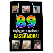 89e verjaardag: Regenboog "89", aangepaste foto's  Medium Cadeauzakje (Voorkant)