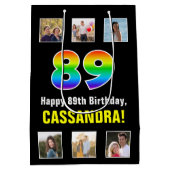 89e verjaardag: Regenboog "89", aangepaste foto's  Medium Cadeauzakje (Achterkant)