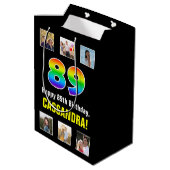 89e verjaardag: Regenboog "89", aangepaste foto's  Medium Cadeauzakje (Achterkant Gekanteld)