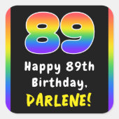 89e verjaardag: Regenboogspectrum # 89, Aangepaste Vierkante Sticker (Voorkant)