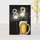 89e Verjaardag Sparklers Met Bier Mok Kaart (Gele Bloem)