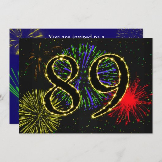 89e verjaardag uitnodigen kaart (Voorkant / Achterkant)