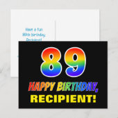 89e verjaardag: Vet, Vun, Eenvoudig, Regenboog 89 Briefkaart (Voorkant / Achterkant)
