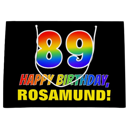 89e verjaardag: Vet, Vun, Eenvoudig, Regenboog 89 Groot Cadeauzakje (Voorkant)