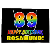 89e verjaardag: Vet, Vun, Eenvoudig, Regenboog 89 Groot Cadeauzakje (Achterkant)