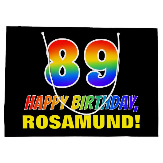 89e verjaardag: Vet, Vun, Eenvoudig, Regenboog 89 Groot Cadeauzakje (Achterkant)