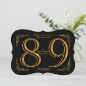 89e, Verjaardagsfeest 89e, grote Gatsby, zwart & g Kaart (Staand voorkant)