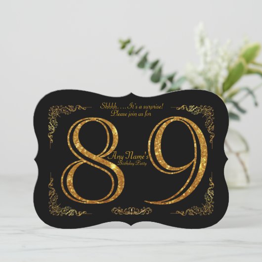 89e, Verjaardagsfeest 89e, grote Gatsby, zwart & g Kaart (Staand voorkant)