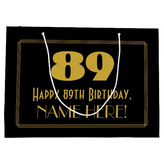 89ste verjaardag — Art Deco geïnspireerd look "89" Groot Cadeauzakje (Achterkant)