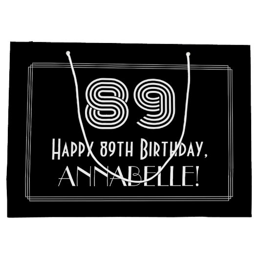 89ste verjaardag — Art Deco geïnspireerd look "89" Groot Cadeauzakje (Achterkant)