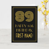 89ste verjaardag: Art Deco Geïnspireerde look "89" Kaart (Gele Bloem)