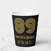 89ste verjaardag: Art Deco Geïnspireerde look "89" Papieren Bekers (Voorkant)