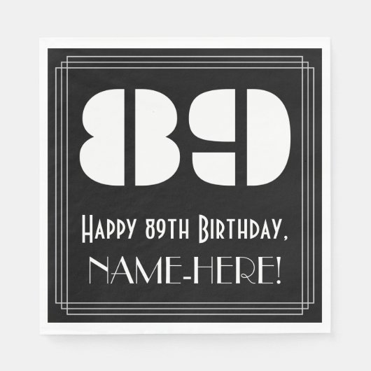 89ste verjaardag: Art Deco Geïnspireerde look "89" Servet (Voorkant)