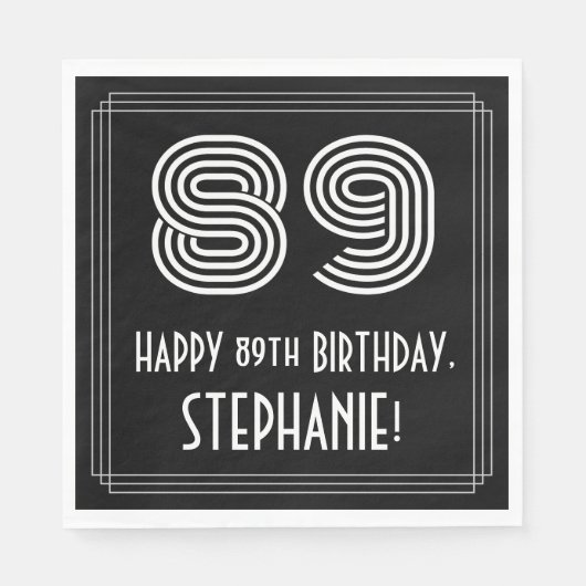 89ste verjaardag: Art Deco Geïnspireerde look "89" Servet (Voorkant)