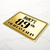 89ste verjaardag: Art Deco Kijk "89" en naam Folie Uitnodiging (Gedraaid)