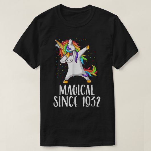 89ste verjaardag, eenhoornschar, Magisch sinds 193 T-shirt (Design voorkant)