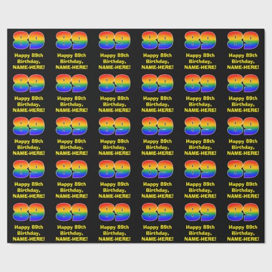 89ste verjaardag: Leuke, kleurrijke regenboog geïn Cadeaupapier (Zoom)