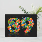 89ste verjaardag, met bubbels en ballen kaart (Staand voorkant)
