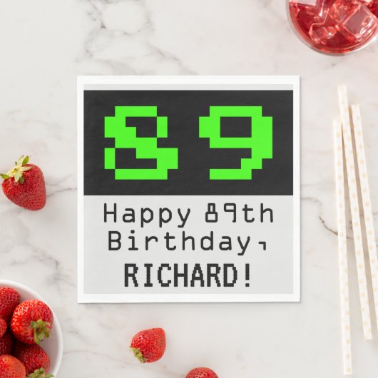 89ste verjaardag - Nerdy / Geeky stijl "89" & naam Servet (Insitu)