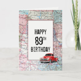 89ste verjaardag Rode Retro Truck op kaart