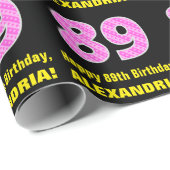 89ste verjaardag: roze strepen en harten "89" + na cadeaupapier (Rol Hoek)