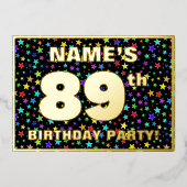 89ste verjaardag van de geboorte - Fun, kleurrijk  Folie Uitnodiging (Voorkant)