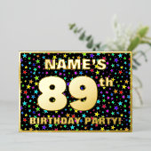 89ste verjaardag van de geboorte - Fun, kleurrijk  Folie Uitnodiging (Staand Voorkant)