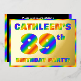 89ste verjaardagsfeest — Leuke, regenboog spectrum Folie Uitnodiging