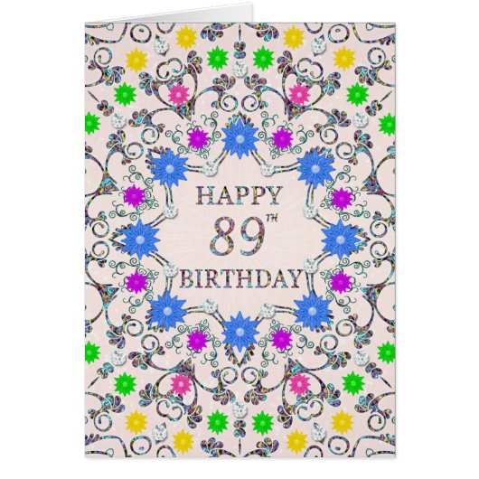 89th Birthday Abstract Flowers (Voorkant)