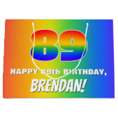 89th Birthday: Colorful, Fun Rainbow Pattern # 89 Groot Cadeauzakje (Voorkant)