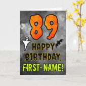 89th Birthday: Eerie Halloween Theme + Custom Name Kaart (Gele Bloem)