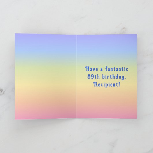 89th Birthday — Fun Cake & Candles, w/Custom Name Kaart (Binnen)