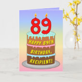 89th Birthday — Fun Cake & Candles, w/Custom Name Kaart (Gele Bloem)